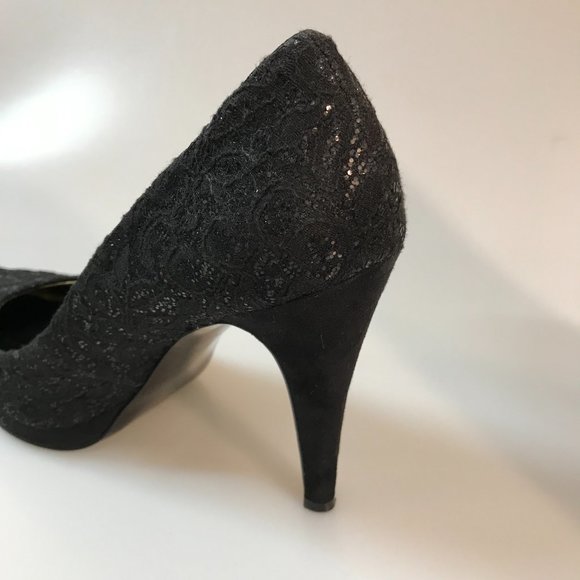 Nine West NWRocha Sparkly Lace Overlay Suede Trimmed Pumps - Picture 6 of 8
